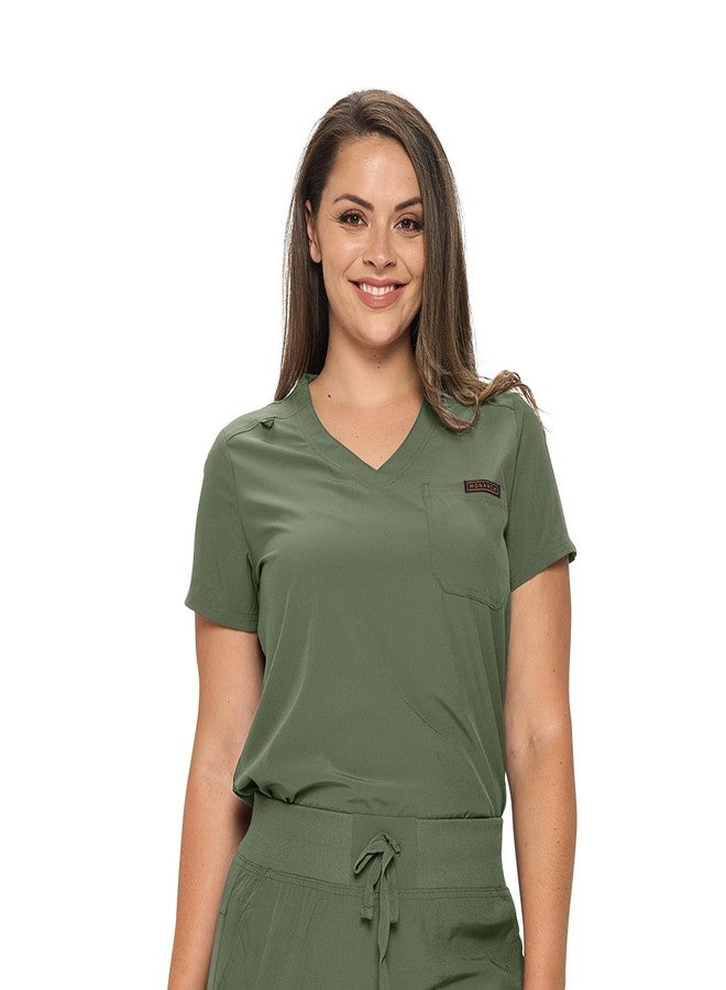 MONARCH UNIFORMS قميص طبي نسائي من مونارك يونيفورمز، بجيب واحد، قابل للطي، لون زيتوني، مقاس متوسط - Image 2